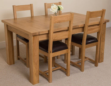 Seattle Oak Extending Dining Table with 4 Lincoln Oak Chairs