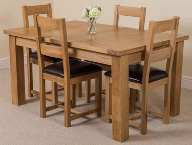 Seattle Oak Extending Dining Table with 4 Lincoln Oak Chairs