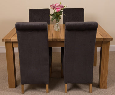 Seattle Oak Extending Dining Table with 4 Montana Black Fabric Chairs
