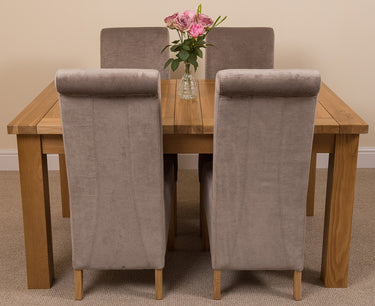 Seattle Oak Extending Dining Table with 4 Montana Grey Fabric Chairs