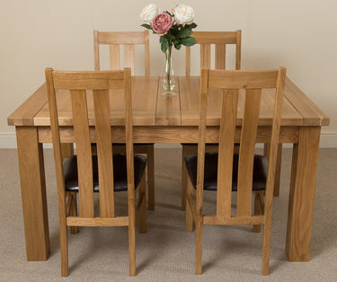 Seattle Oak Extending Dining Table with 4 Princeton Oak Chairs