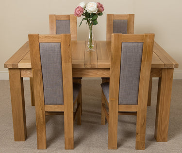 Seattle Oak Extending Dining Table with 4 Stanford Oak Chairs