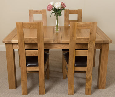 Seattle Oak Extending Dining Table with 4 Yale Oak Chairs