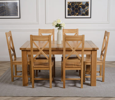 Seattle Oak Extending Dining Table with 6 Berkeley Oak Chairs