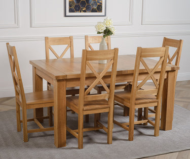 Seattle Oak Extending Dining Table with 6 Berkeley Oak Chairs
