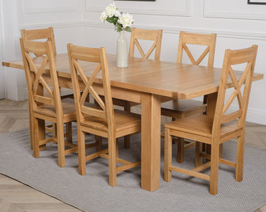 Seattle Oak Extending Dining Table with 6 Berkeley Oak Chairs