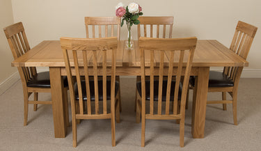Seattle Oak Extending Dining Table with 6 Harvard Oak Chairs