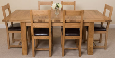Seattle Oak Extending Dining Table with 6 Lincoln Oak Chairs