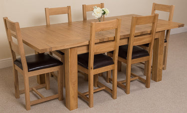 Seattle Oak Extending Dining Table with 6 Lincoln Oak Chairs