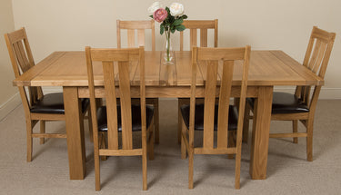 Seattle Oak Extending Dining Table with 6 Princeton Oak Chairs
