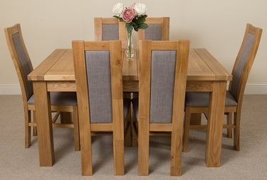 Seattle Oak Extending Dining Table with 6 Stanford Oak Chairs