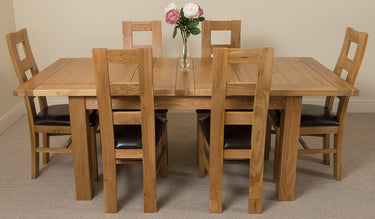 Seattle Oak Extending Dining Table with 6 Yale Oak Chairs