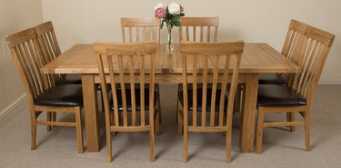 Seattle Oak Extending Dining Table with 8 Harvard Oak Chairs