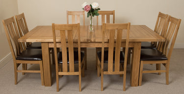 Seattle Oak Extending Dining Table with 8 Princeton Oak Chairs