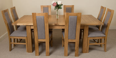Seattle Oak Extending Dining Table with 8 Stanford Oak Chairs