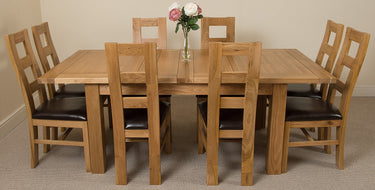 Seattle Oak Extending Dining Table with 8 Yale Oak Chairs