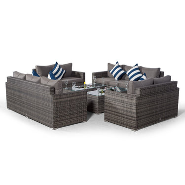 Sydney 10 Seater Sofa & Loveseat Conversation Set With 2 Drinks Cooler Coffee Tables - Grey