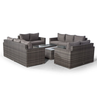 Sydney 10 Seater Sofa & Loveseat Conversation Set With 2 Drinks Cooler Coffee Tables - Grey