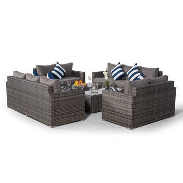 Sydney 10 Seater Sofa & Loveseat Conversation Set With 2 Coffee Tables - Grey