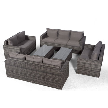 Sydney 10 Seater Sofa & Loveseat Conversation Set With 2 Coffee Tables - Grey