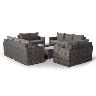 Sydney 10 Seater Sofa & Loveseat Conversation Set With 2 Coffee Tables - Grey