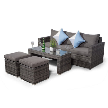 Sydney 3 Seater Sofa With Coffee Table & 2 Stools - Grey