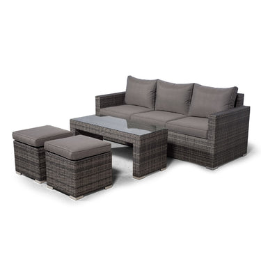 Sydney 3 Seater Sofa With Coffee Table & 2 Stools - Grey