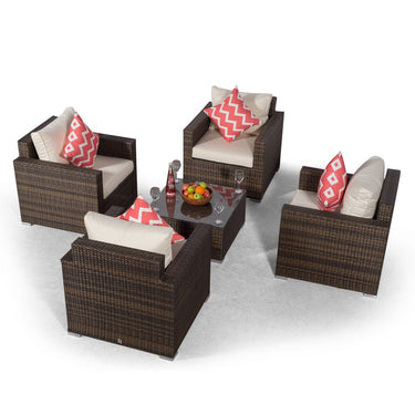 Sydney 4 Seater Conversation Dining Set With Square Coffee Table - Brown