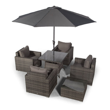 Sydney 4 Seater Conversation Dining Set With Square Coffee Table - Grey