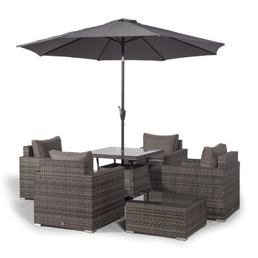 Sydney 4 Seater Conversation Dining Set With Square Coffee Table - Grey