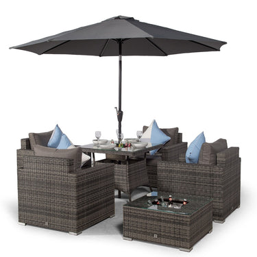 Sydney 4 Seater Drinks Cooler Conversation Dining Set With Square Coffee Table - Grey