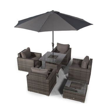 Sydney 4 Seater Drinks Cooler Conversation Dining Set With Square Coffee Table - Grey