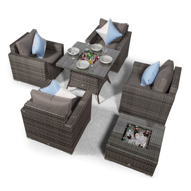 Sydney 4 Seater Drinks Cooler Conversation Dining Set With Square Coffee Table - Grey