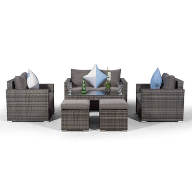 Sydney 4 Seater Loveseat & Armchair Conversation Set With Coffee Table & 2 Stools - Grey