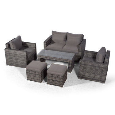 Sydney 4 Seater Loveseat & Armchair Conversation Set With Coffee Table & 2 Stools - Grey