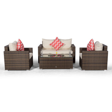 Sydney 4 Seater Loveseat & Armchair Conversation Set With Ice Bucket Coffee Table - Brown