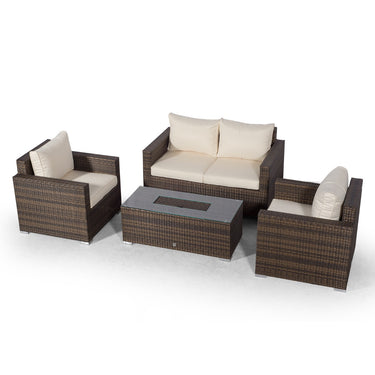 Sydney 4 Seater Loveseat & Armchair Conversation Set With Ice Bucket Coffee Table - Brown