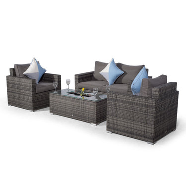 Sydney 4 Seater Loveseat & Armchair Conversation Set With Ice Bucket Coffee Table - Grey
