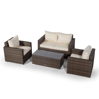 Sydney 4 Seater Loveseat & Armchair Conversation Set With Coffee Table - Brown
