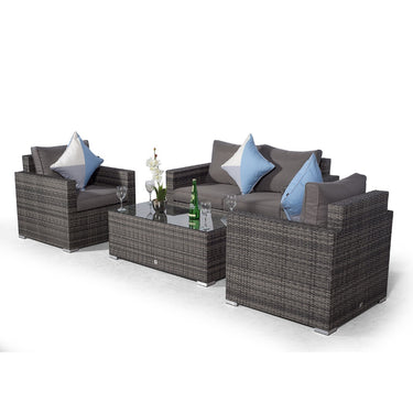 Sydney 4 Seater Loveseat & Armchair Conversation Set With Coffee Table - Grey