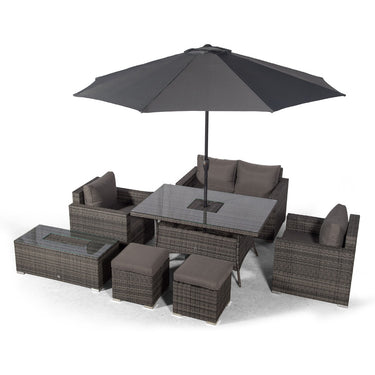 Sydney 6 Seater Drinks Cooler Conversation Dining Set With Coffee Table & 2 Stools - Grey