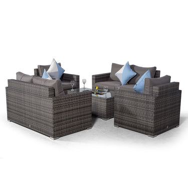 Sydney 6 Seater Loveseat & Armchair Conversation Set With Ice Bucket Coffee Table - Grey