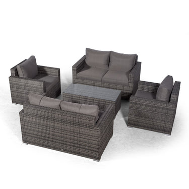 Sydney 6 Seater Loveseat & Armchair Conversation Set With Coffee Table - Grey
