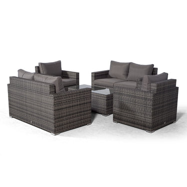 Sydney 6 Seater Loveseat & Armchair Conversation Set With Coffee Table - Grey