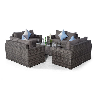 Sydney 8 Seater Loveseat Conversation Set With Coffee Table - Grey