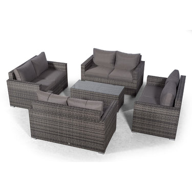 Sydney 8 Seater Loveseat Conversation Set With Coffee Table - Grey