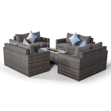 Sydney 8 Seater Loveseat Conversation Set With Ice Bucket Coffee Table - Grey