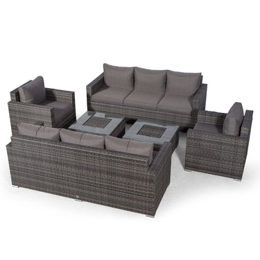 Sydney 8 Seater Sofa & Armchair Conversation Set With 2 Drinks Cooler Coffee Tables - Grey