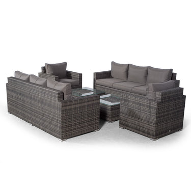 Sydney 8 Seater Sofa & Armchair Conversation Set With 2 Drinks Cooler Coffee Tables - Grey