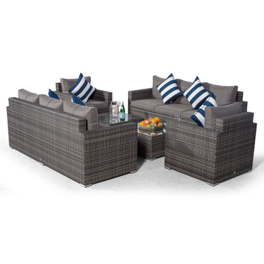Sydney 8 Seater Sofa & Armchair Conversation Set With 2 Coffee Tables - Grey